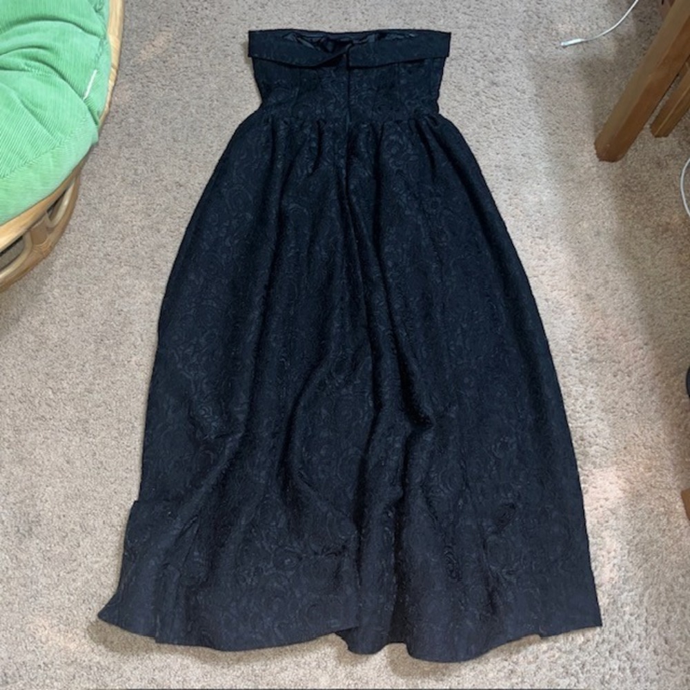 BHLDN Floral Jacquard Strapless‎ Gown Midi Dress Black 6 - Picture 7 of 11